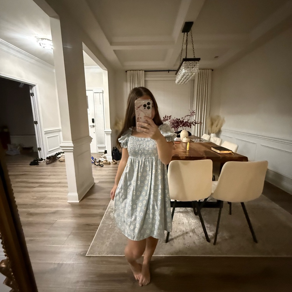 Charming Blue Floral Kids Dress